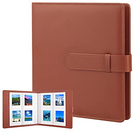 256 Taschen Fotoalbum für Fujifilm Instax Mini Kamera, Fotoalbum für Polaroid, Ledereinband, Fotoalbum für Instax Mini 12 11 9 40 90 8 7 Evo LiPlay Sofortbildkamera, 2x3 Fotoalbum (Braun)