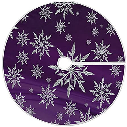 Gonna per albero di Natale con fiocco di neve viola, tappetino per albero stagionale per feste, decorazioni per interni ed esterni per alberi da tavolo da 35,4 pollici