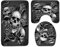 HJOSWVNS Badteppich Grauer Totenkopf-Print Badvorleger Set 3 teilig Badematte rutschfest Saugfähig Badezimmerteppich Waschbar Fussmatte Teppich, für Badezimmer, Wohnzimmer, Schlafzimmer 50x80cm