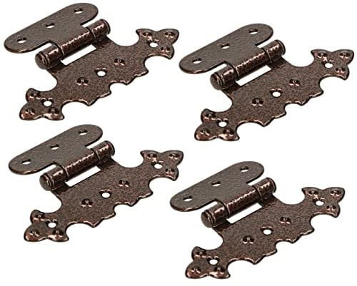 KOTARBAU® 4er Set Dekoratives Scharnier für Schrank Asymmetrisch Retro-Scharnier Antik Kupfer