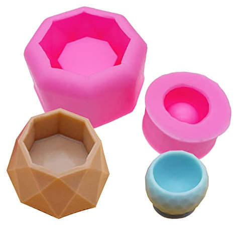 Cayway 2 PCS Flower Pot Silicone Mold,DIY Succulent Plants Concrete Planter Vase Gypsum Cement Molds Clay Mould Candle Holder Mold for DIY Succulent Plant ResinCandle Holder Wax Casting Soap Making