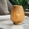 HUAMI Lampe de chevet avec abat-jour double couche en bambou,Base en bois,Lampe de chambre à coucher décorative faite à la main pour fête de mariage, intérieur, chambre à coucher, jardin, balcon