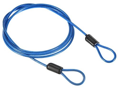 PATIKIL Security Steel Cable 2.5mm x 1m/3.28ft Coated Luggage Lock Wire Rope with Double Loop Blue