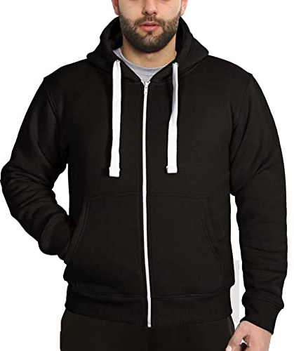 A2Z Mens Fleece Plain Zipper Sweatshirt Hooded Safety Zipper Long Sleeve S/M/L/XL/XXL/3XL/4XL