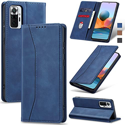 Jasonyu Handyhülle für Xiaomi Redmi Note 10 Pro/Note 10 Pro Max Hülle Leder Flip Klappbare Stoßfeste Magnetische [Premium PU Leder] [Standfunktion] Schutzhülle Klapphülle für Note 10 Pro