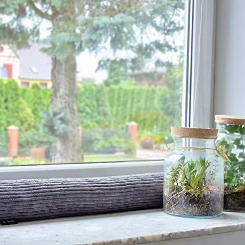 4L Textil Zugluftstopper Cord Durchzugstopper Windstopper für Türen und Fenster Luftzugstopper für Tür Türschlange Türrolle 80 cm (Grau, 80 cm)