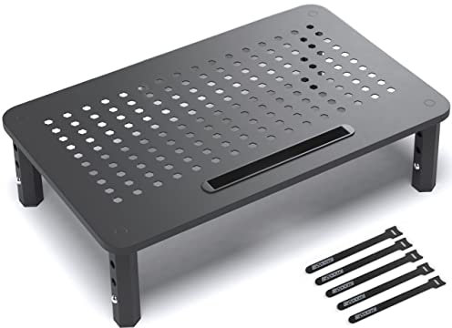 EVOOMI Monitor Stand Riser - Upgraded for Faster Productivity - Anti-Skid, HD Hexagonal Steel - Free Cable Ties - Computer Stand - Laptop, Desktop, Printer, iMac (Simple)