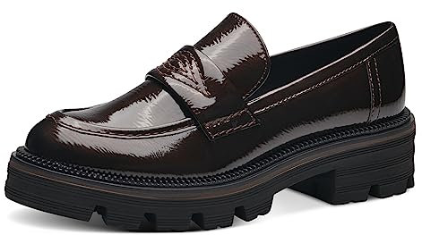 MARCO TOZZI Damen Loafer mit Plateau Klassisch, Braun (Mocca Patent), 38