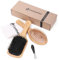 Combetter 2PCS Bamboo Boar Bristle Hair Brush, Natural Eco-Friendly Hairbrush Set With Cleaning Claw and Bag for Women & Men, Smoothes Frizz, and Restores Shine for All Hair Types
