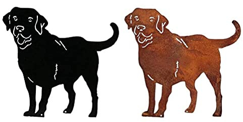 Garten Hundepfähle aus Metall, Labrador Silhouette, Tierskulptur für Gartendekoration Im Hinterhof (Rost)