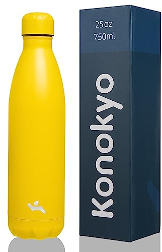 Konokyo 25oz Stainless Steel Insulated Water Bottles Sports Water Bottle,Yellow