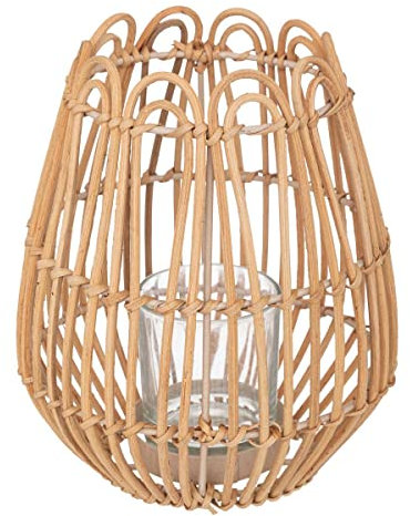 Atmosphera - Teelicht Lour Metall und Rattan - H22 cm - Naturholz