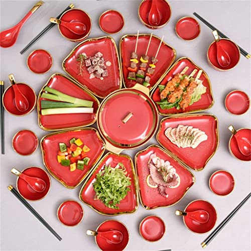 Set di stoviglie in ceramica rossa, combinazione di piatti, piatti da tavola, piatto da minestra Made in China