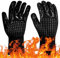 Flintronic Grillhandschuhe Hitzebeständig mit 800°C, Feuerfeste Handschuhe, Backhandschuhe, Kochhandschuhe, Ofenhandschuhe, für Backen, Küche & Grillen - Schwarz-Das Neue