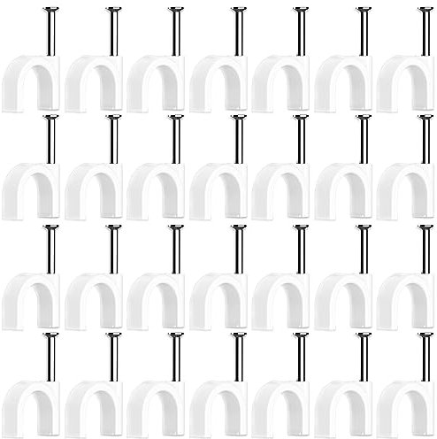 100 Pezzi Fermacavi,Fermacavo con Chiodo,Graffette Clip per Cavi,Fermacavi muro Chiodini,Chiodi Fermacavo,Graffette Fermacavo,Fermacavi Rotondi,per Fissaggio di Cavi(3mm)