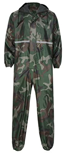 Jugaoge Tuta antipioggia unisex da moto per uomo e donna, impermeabile, con strisce riflettenti, mimetico, M