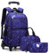 FEEIMOL Schulrucksack Jungen Teenager Trolley Schulranzen Jungen Schultasche Koffer Rucksack mit Rollen, 3-teiliges Schultaschen-Sets mit Lunch Tasche und Federmäppchen (Dunkelblauer Sternenhimmel)