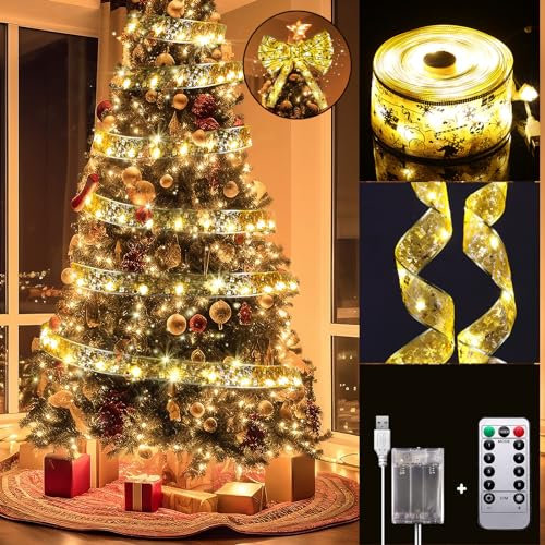 Lecone 2 Pezzi Stringa Fata Luci Led,12M(2 * 6M) 120 Led Luci Natale Fata Filo di Rame Luci,Luci del nastro di Natale Illuminazione Balcone per Decorazioni Albero di Natale Feste Matrimoni Vacanze