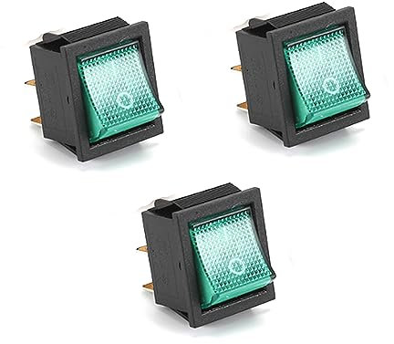 3 stück Grün KCD4 Kippschalter 230V 16A On Off DPST Embedded Lamp Wippschalter