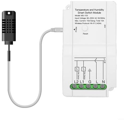 WiFi Smart Temperature Humidity Controller, Temperature Humidity Switch Module, Wireless Remote Temp Humidity with Dual Relay Output