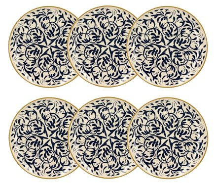 NOVASTYL - Lot 6 assiettes plates héraclée 27cm en grès décor bleu - 2614305