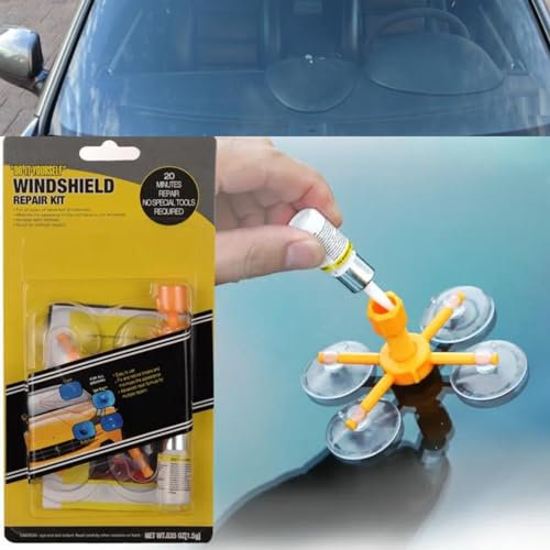 MettaWorld Windscreen Repair Kit, Car Windscreen Crack Repair Kit for Fixing Auto Windscreen Glass Cracks/Scratch/Chips/Nicks/Half-Moon/Star-Shaped/Bulls-Eye