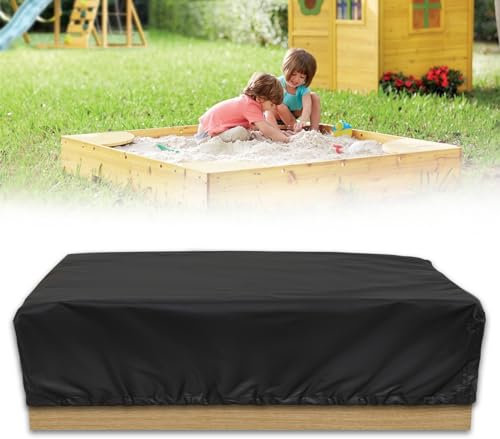 NEVERLAND Housse de Bac à Sable 125 * 125 * 20cm Bâche Bac à Sable Imperméable Bac à Sable Couvercle Bbac à Sable Couvre Couverture de Bac à Sable Noir