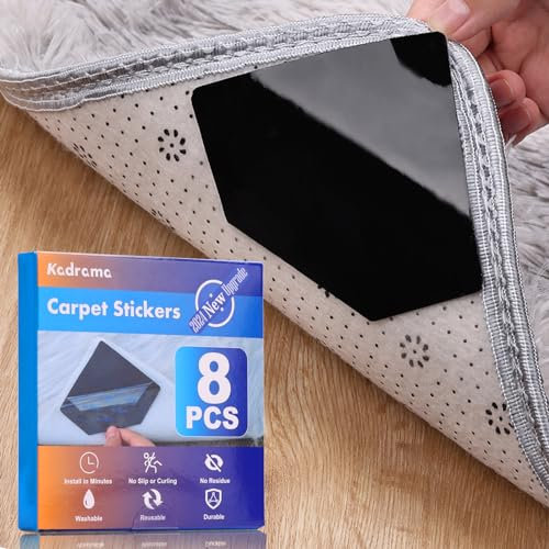 [8er-Pack] Antirutschmatte Für Teppich Antirutschunterlage Zum Festhalten des Teppichs, Antirutsch Pads Rutschfestes Klebeband, Teppich Rutsch Stop Anti Teppichunterlage Für Holzböden(Schwarz)