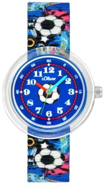 s.Oliver Armbanduhr Jungen Kinder Quarzuhr Analog, mit Nylon Armband, Mehrfarbig, wasserfest Wasserdicht, Kommt in Uhren Geschenk Box, 2037721