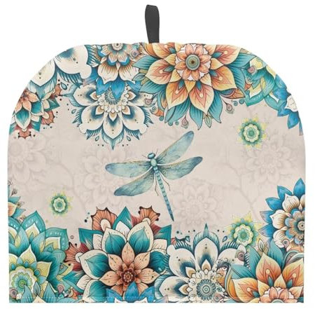 Yorfeemge Boho Flower Dragonfly Tea Cosy for Teapot Large Tea Cozy for Teapot British Tea Cozies for Party Wadding Tea Cosy Covers Fit 1 to 6 Cup Teapot Warmer Neutral 12.9 * 10.4 in