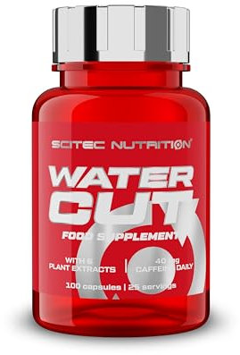 Scitec Nutrition Water Cut Capsules, Boost d'énergie avec Vitamine C et B6, Extrait de Thé Vert, Réduit la Fatigue et Soutient le Système Immunitaire, Supplément Diurétique Naturel, 100 Capsules