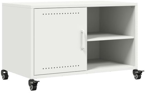vidaXL Mueble de TV Acero Blanco 68x39x43,5 cm, Soporte de TV, Armario Auxiliar, Armario para Equipos de música, Armario de TV