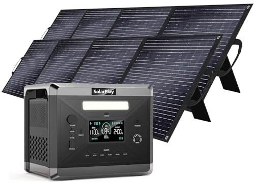 SOLARPLAY Centrale Elettrica Portatile 2400w con Pannello Solare 400W, 2160wh Generatore Solare con 12 Uscite, Batteria LiFePO4, Portable Power Station per Campeggio, Emergenza, Viaggio, q2501