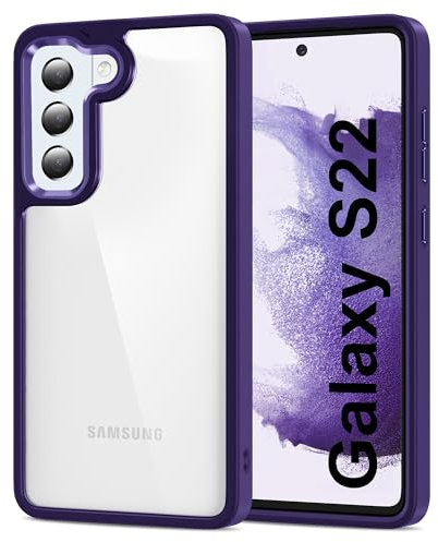 HOOMIL Cover per Samsung Galaxy S22 5G, Custodia Anti-Ingiallimento, Antiurto e Anti-Graffi, Retro Rigida Trasparente - Viola