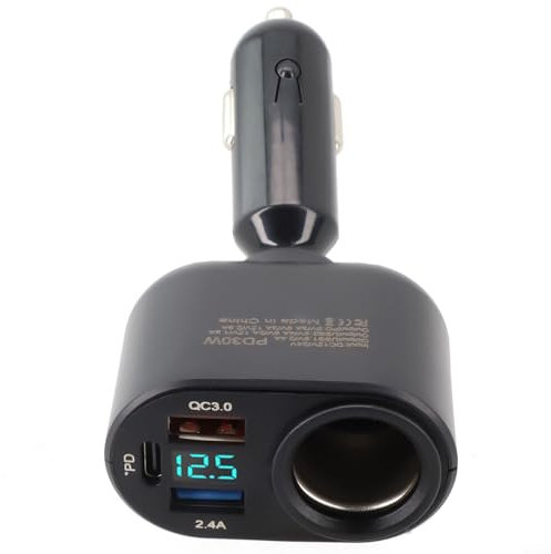 Potente cargador de coche con 3 puertos USB, 0 carga rápida, permanece cargado