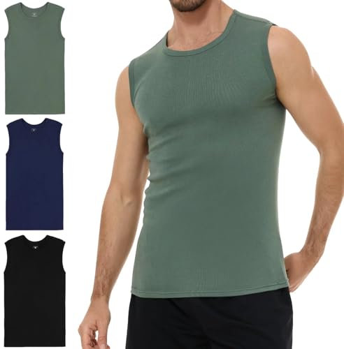 YouShow Tank Top Herren Unterhemd Männer mit Rundhals-Ausschnitt aus 100% Baumwolle Schwarz Blau Grün Mehrfarbig XL