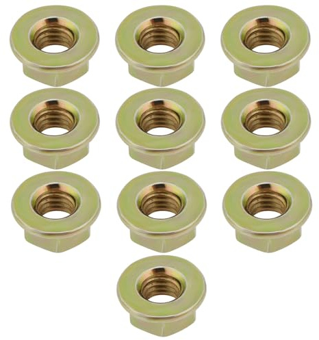 SG Store 100 Stück M8 X 1,25 Gewinde Metrisch 8 Klasse HT Gelb Verzinkte Flanschmuttern DIN6923 Ungezahnte Flansch Sechskant-Kontermuttern für Bolzen Und Schrauben