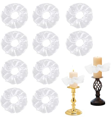 10 Stück Tropfschutz Kerzenkranz,Tropfenfänger für Kerzen,Taufkerze Dekoband mit Durchmesser 3-4cm,Tropfschutz für Taufkerze,Weiß Kerze Tropfschutz,Tropfschutz tüll Kommunionkerze
