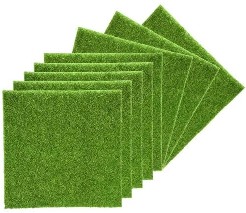 YREYBN 8 PCS Artificial Grass Mat, Fake Grass, 15CM x 15CM Realistic Garden Lawn, Imitation Grass for Modelling, Dolls House, Toy Farm, Mat Miniature Garden Ornament Dollhouse Decoration