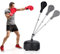 COSTWAY Punchingball 140-158cm höhenverstellbar, Boxsack Set freistehend, Standboxball mit befüllbarem Ständer, Boxset, Box Set inkl. Boxhandschuhe für Kinder und Erwachsene (Schwarz)