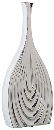 JARRON CERAMICA 47CM BLANCO/PLATA_20X8X47CM