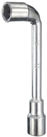 sourcing map L Shaped Angled Hex Socket Wrench 16mm 45# Steel Double Ended Metric 6 Point Tubular Socket Spanner for General Repairing, Pipeline, Bicycle Car Maintenance
