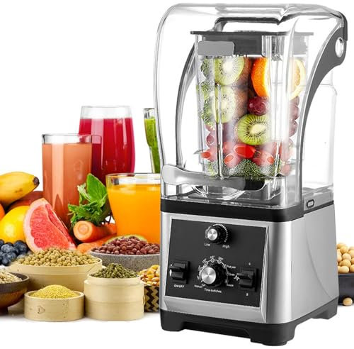 Commercial Blender,1800W Heavy-Duty Smoothie Blender, 1.6L Blenders for Kitchen with Quiet Shield, Durable Blades, Countertop Professional Blender, for Shakes and Smoothies, Nuts, Ice and Fruits