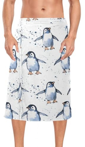 linqin Pinguin-Handtuch für Herren, weiches Gewebe, Saunatuch, Rock, 152,4 x 71,1 cm, für Fitnessstudio, Schlafsaal, Sauna, Weiß