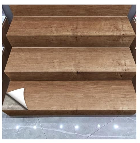SAOGERUL Adesivi per Scale in PVC Effetto Legno Vintage, Adesivi per Scale Staccabili e attaccabili, Rotolo di Carta Adesiva Effetto Legno Rustico, Decorazione per Piastrelle per Scale