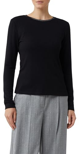 Comma Longsleeve im Slim Fit mit Glitzer-Detail