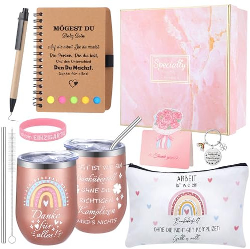 Vyuwast Dankeschön Geschenke Set,Geschenk Kollegin Geburtstag,Geschenke für Kollegin,Danke Tasse Geschenkbox,Weihnachten Danke für Alles,Becher Geschenk Sets für Kollegen und Freunde