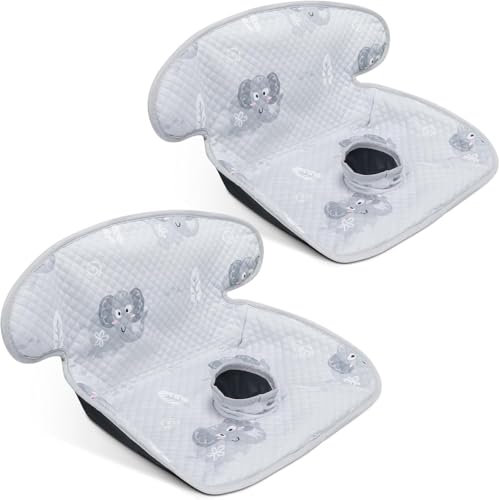 INFANZIA wasserdichte Schutzunterlage für Töpfchentraining​, Kindersitz Protektor mit Trockensitz für 6 Monate - 4 Jahre | Universal für alle Kinderwagen & Autositze (Grau-Elefant, 2er-Pack​​)