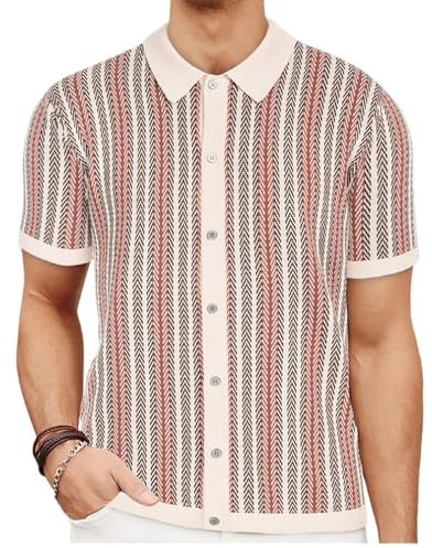Generisch Herren Strickhemd Kurzarm Mode 2025 Sommer Gestricktes Poloshirt Urlaub Strand Tops