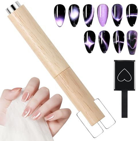 2 Pack Cat Eye Nail Magnet Set, Nail Art Magnetic Wand, Magnet Pens, for Salon Home DIY Manicure Accessories